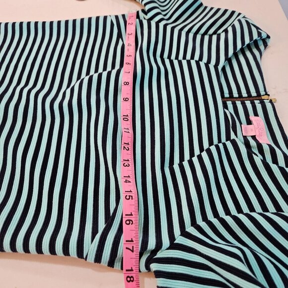 Lilly Pulitzer Charlene Striped Shift Dress Medium Blue Green Stretch - Picture 9 of 12